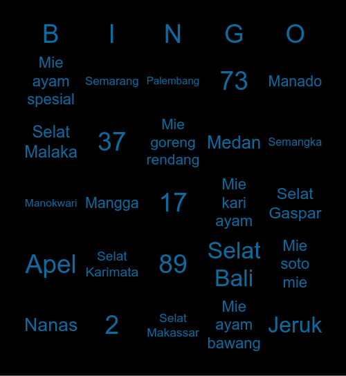 PUNYA NADIN Bingo Card