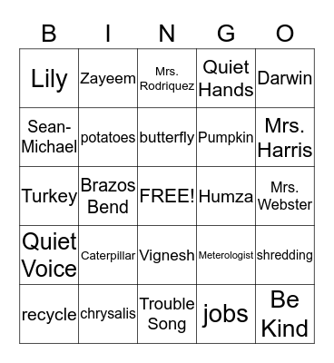 Fun Friday Bingo Card