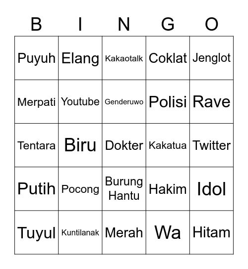 Bingo sama moon Bingo Card