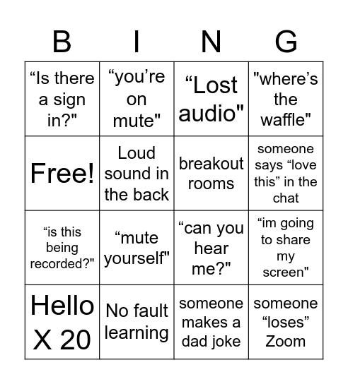 Zoom BINGO Card