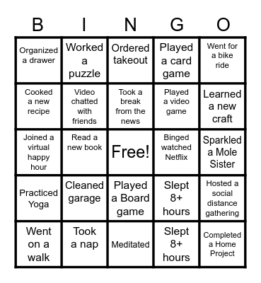 Detroit Moles Social Distancing Bingo Card