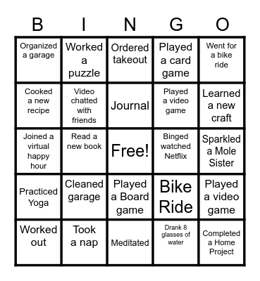 Detroit Moles Social Distancing Bingo Card