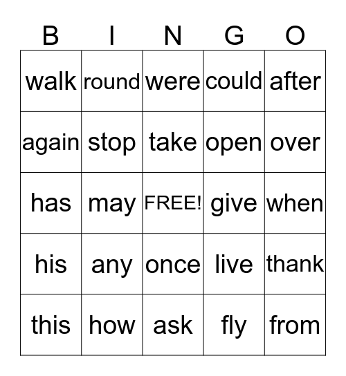 Sight Word Bingo - Set 2 and 3 Bingo Card