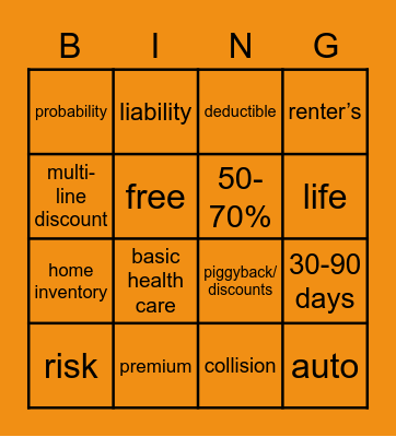 Risk & Insurance Bingo Card