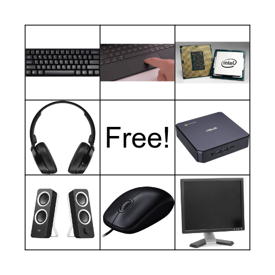 Parts of the Computer Bingo Card