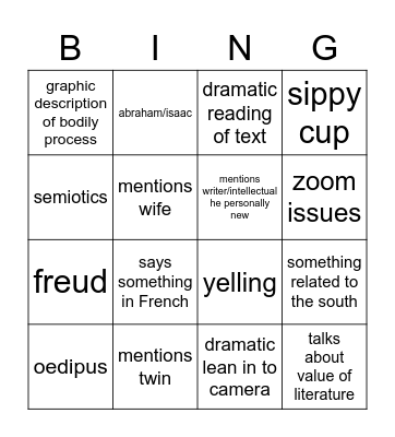 Arnold Bingo Card