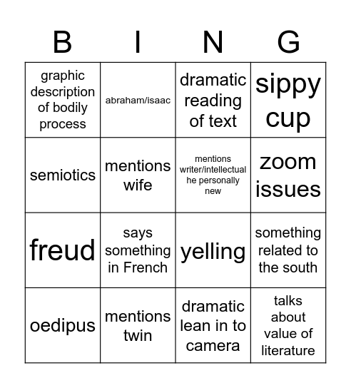 Arnold Bingo Card