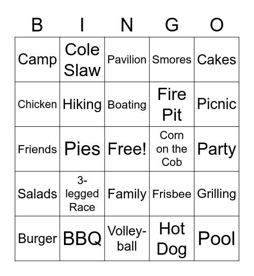 Picnic Time Bingo Card