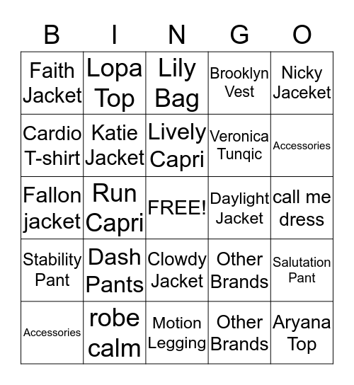 Lole Oakville  Bingo Card