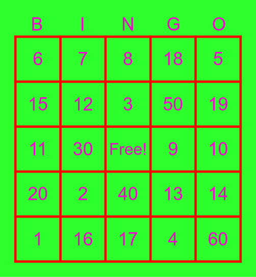 Spanish Bingo Card
