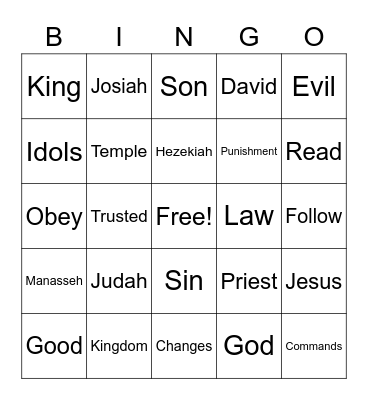 Bible Story Bingo Card