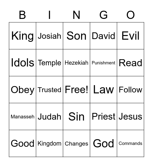Bible Story Bingo Card