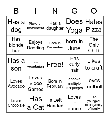 Human Bingo Card