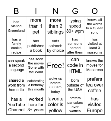 TaS Virtual Bingo Card