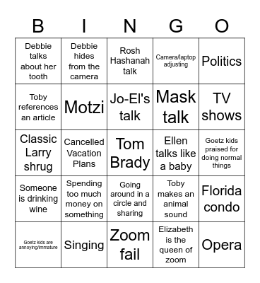 A.G.E: An Awful Game for Everyone Bingo Card