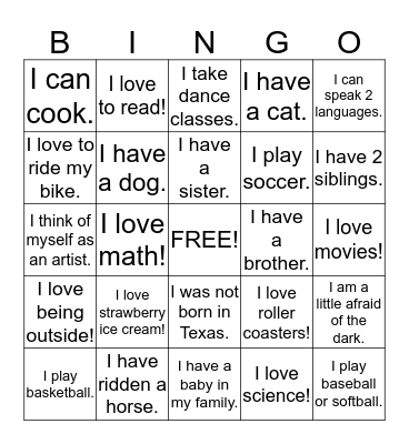Meet Me Bingo Card