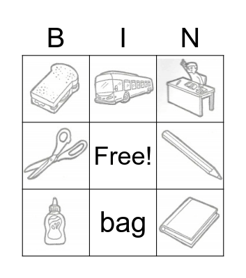 School Bingo Card