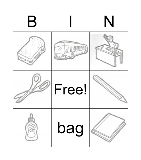 School Bingo Card