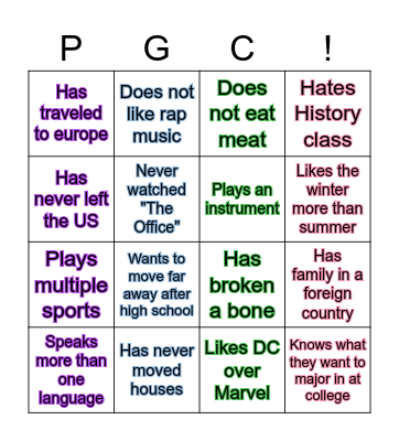 Ice Breaker BINGO! Bingo Card