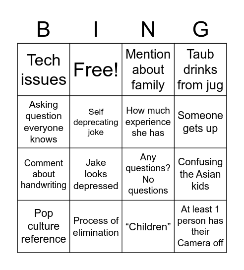 Physics Bingo Card