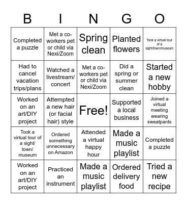 Eco Global Call Bingo - "Things we did this year" Bingo Card