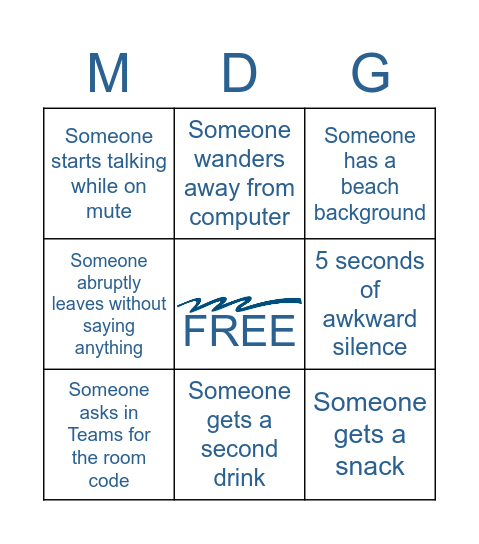 MDG Virtual Happy Hour Bingo Card