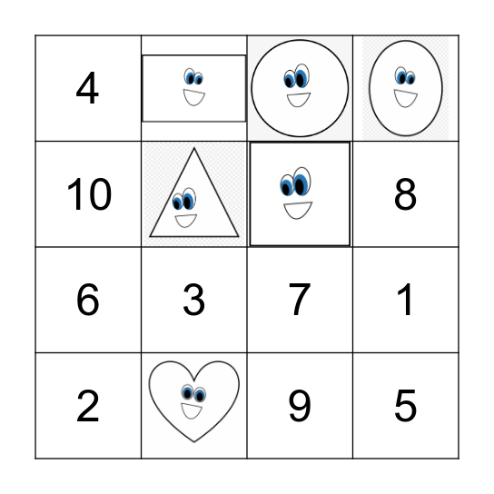 Numbers 1-10 Bingo Card