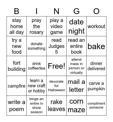 MOPS Bingo - October Bingo Card