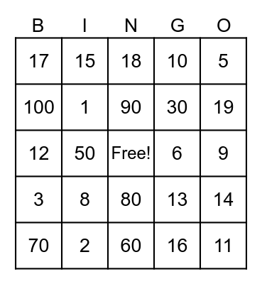 Spanish 1 Bingo Card