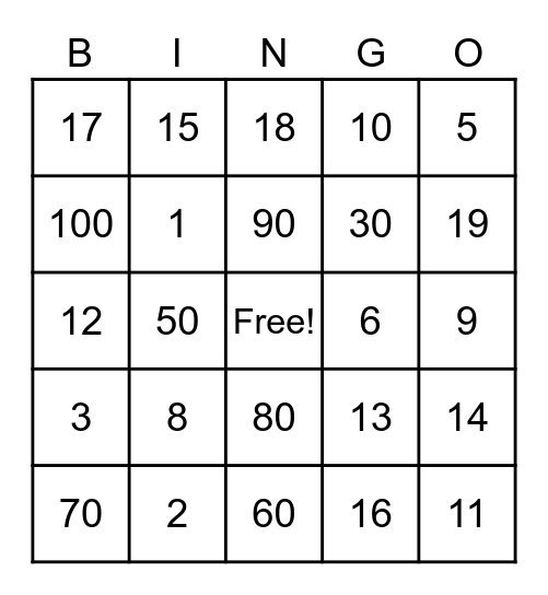 Spanish 1 Bingo Card