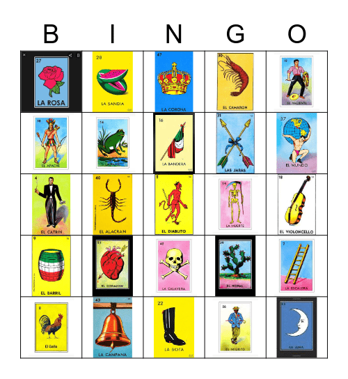 Lotería Mexicana Bingo Card