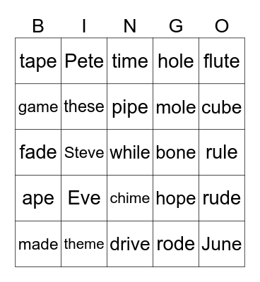 Lesson 32 Bingo Card