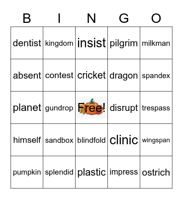 Wilson 3.2 Fall Bingo Card