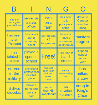 KINGO Bingo Card