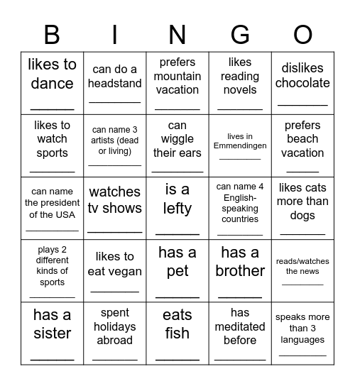 People Bingo Card