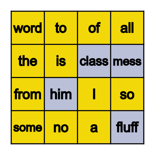 (Mostly) Tricky Word Bingo Card