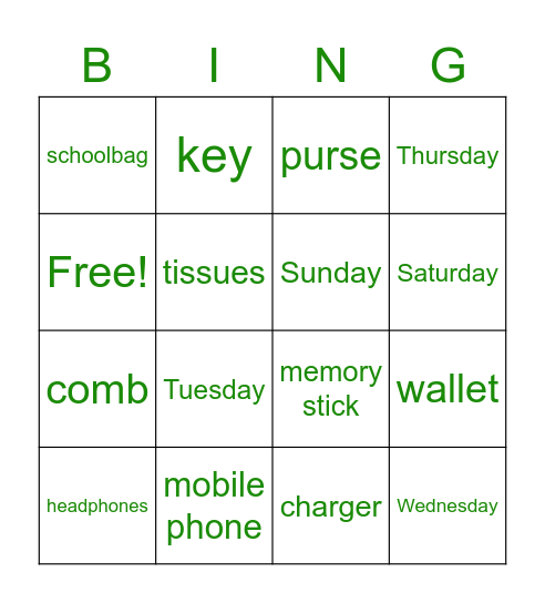 :) Bingo Card