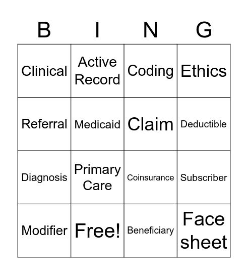 MAA Terminology Bingo Card
