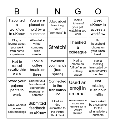 Customer Service Bingo! Bingo Card