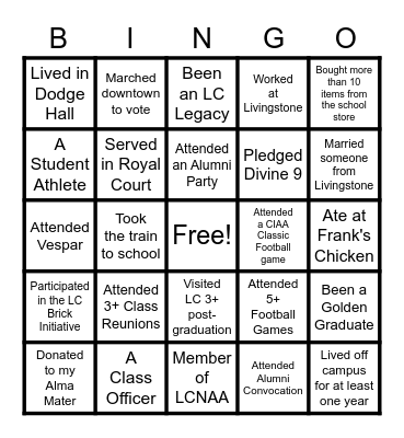 Class Bingo 1965 Bingo Card
