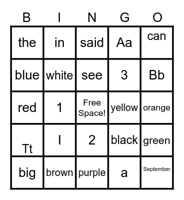 Show What You Know Bingo Card
