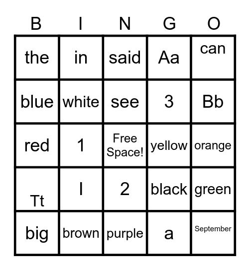 Show What You Know Bingo Card