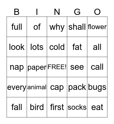 Seasons & Mr. C's Dinner Bingo Card