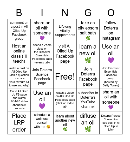 AUTUMN BINGO 2020 Bingo Card