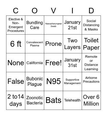 COVID-Bingo! Bingo Card