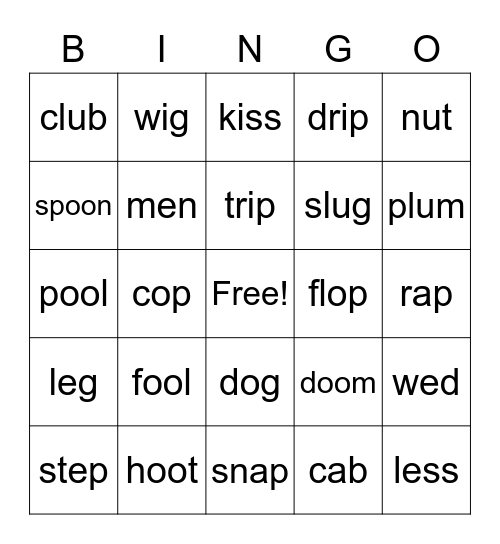 a - oo Bingo Card
