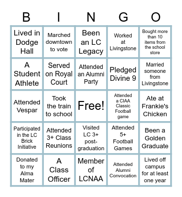 Class Bingo 1965 Bingo Card