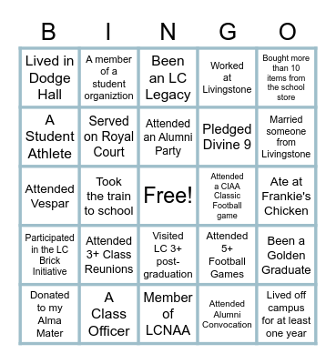 Class Bingo 1960 Bingo Card