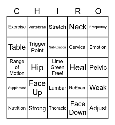 Chiropractic 125th B-Day!! Bingo Card