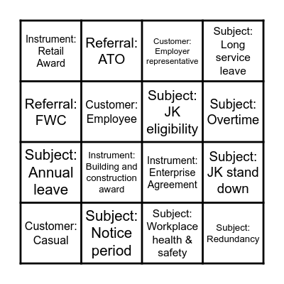 FWINGO Bingo Card